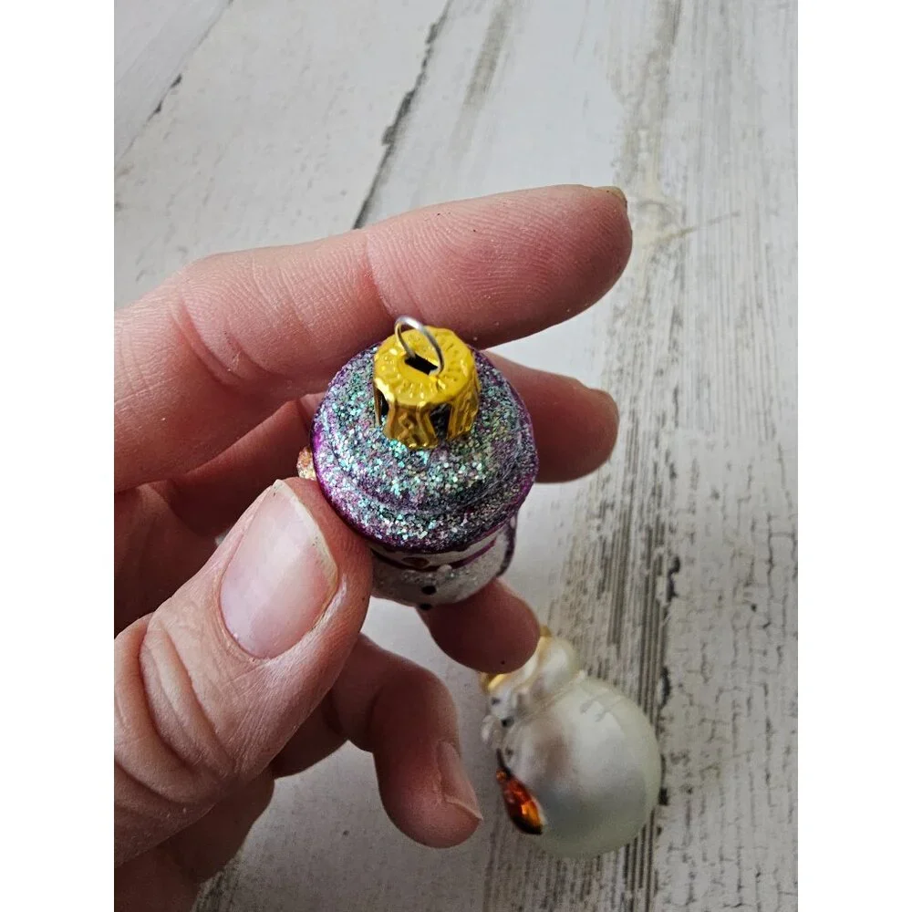 Mini glass ornament snowman set Xmas tree‎